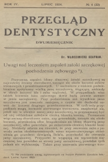 Przegląd Dentystyczny. R.4, 1924, № 4