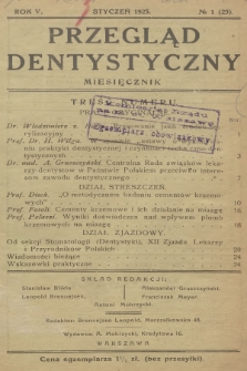 Przegląd Dentystyczny. R.5, 1925, № 1