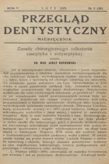 Przegląd Dentystyczny. R.5, 1925, № 2