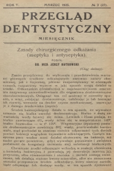 Przegląd Dentystyczny. R.5, 1925, № 3