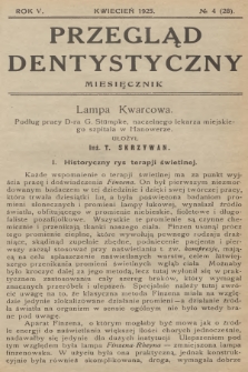 Przegląd Dentystyczny. R.5, 1925, № 4