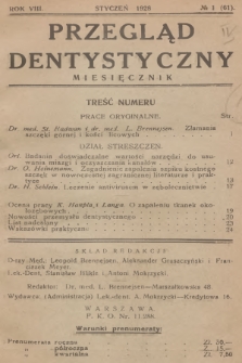 Przegląd Dentystyczny. R.8, 1928, № 1 + wkładka