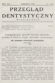 Przegląd Dentystyczny. R.8, 1928, № 9 + wkładka