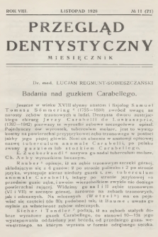 Przegląd Dentystyczny. R.8, 1928, № 11