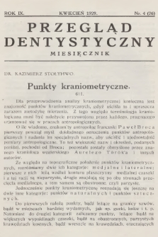 Przegląd Dentystyczny. R.9, 1929, nr 4