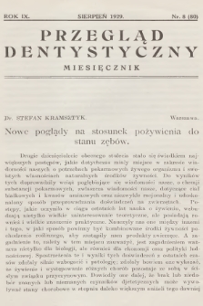 Przegląd Dentystyczny. R.9, 1929, nr 8