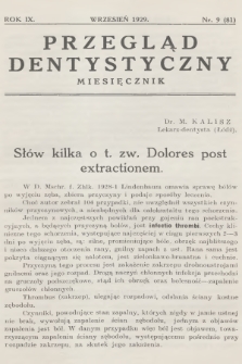 Przegląd Dentystyczny. R.9, 1929, nr 9