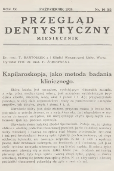 Przegląd Dentystyczny. R.9, 1929, nr 10