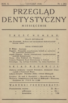 Przegląd Dentystyczny. R.10, 1930, nr 1 + wkładka