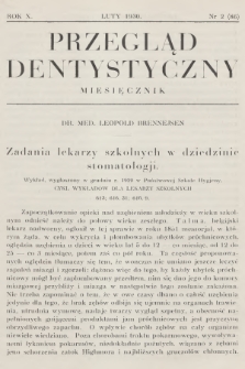 Przegląd Dentystyczny. R.10, 1930, nr 2