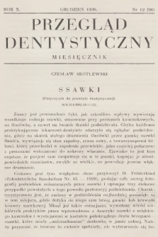 Przegląd Dentystyczny. R.10, 1930, nr 12