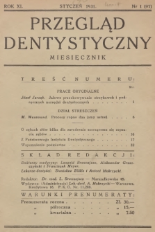 Przegląd Dentystyczny. R.11, 1931, nr 1