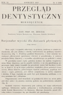 Przegląd Dentystyczny. R.11, 1931, nr 4