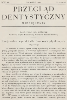 Przegląd Dentystyczny. R.11, 1931, nr 8