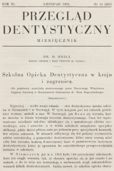 Przegląd Dentystyczny. R.11, 1931, nr 11