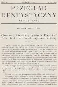 Przegląd Dentystyczny. R.11, 1931, nr 12