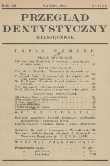 Przegląd Dentystyczny. R.12, 1932, nr 3