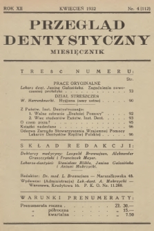 Przegląd Dentystyczny. R.12, 1932, nr 4