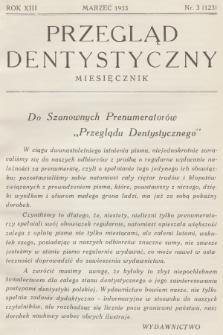Przegląd Dentystyczny. R.13, 1933, nr 3