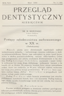 Przegląd Dentystyczny. R.13, 1933, nr 5