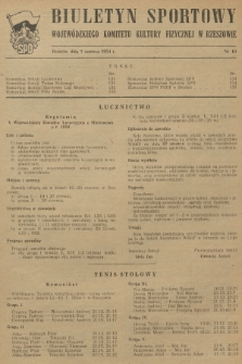 Biuletyn Sportowy Wojewódzkiego Komitetu Kultury Fizycznej w Rzeszowie. 1954, nr 18