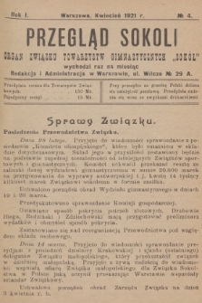 Przegląd Sokoli : organ Związku Towarzystw Gimnastycznych „Sokół". R.1, 1921, № 4