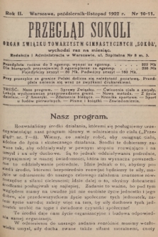 Przegląd Sokoli : organ Związku Towarzystw Gimnastycznych „Sokół". R.2, 1922, № 10-11