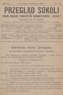 Przegląd Sokoli : organ Związku Towarzystw Gimnastycznych „Sokół". R.2, 1922, № 12