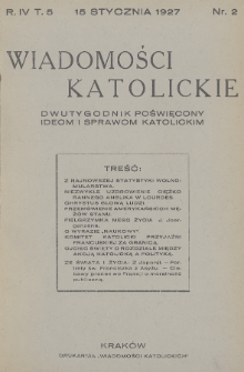 Wiadomości Katolickie : dwutygodnik poświęcony ideom i sprawom katolickim. 1927, nr 2