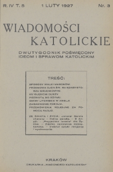 Wiadomości Katolickie : dwutygodnik poświęcony ideom i sprawom katolickim. 1927, nr 3