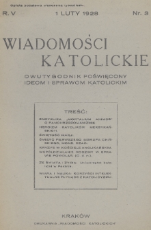 Wiadomości Katolickie : dwutygodnik poświęcony ideom i sprawom katolickim. 1928, nr 3