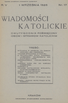 Wiadomości Katolickie : dwutygodnik poświęcony ideom i sprawom katolickim. 1928, nr 17