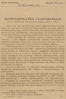 Świat Słowiański : miesięcznik pod redakcyą Dra Feliksa Konecznego. R.7, T.2, 1911, [nr 78]