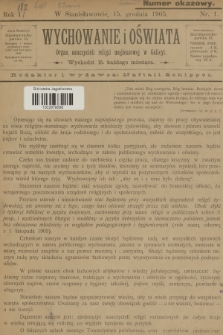 Wychowanie i Oświata : organ nauczycieli religii mojżeszowej w Galicyi. R.1, 1905, nr 1 - Numer okazowy