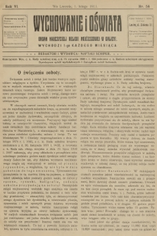 Wychowanie i Oświata : organ nauczycieli religii mojżeszowej w Galicyi. R.6, 1911, nr 54