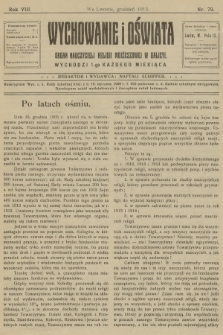 Wychowanie i Oświata : organ nauczycieli religii mojżeszowej w Galicyi. R.8, 1913, nr 79