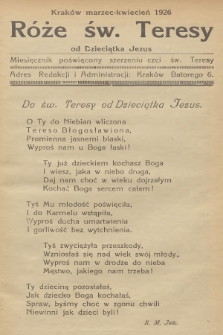 Róże św. Teresy od Dzieciątka Jezus : [miesięcznik poświęcony szerzeniu czci św. Teresy]. Nr 3