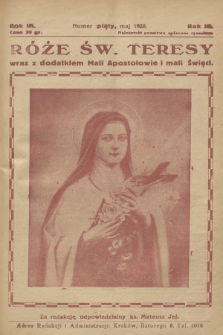 Róże św. Teresy od Dzieciątka Jezus : [miesięcznik poświęcony szerzeniu czci św. Teresy]. R.3, 1928, Nr 5
