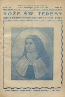 Róże św. Teresy od Dzieciątka Jezus : [miesięcznik poświęcony szerzeniu czci św. Teresy]. R.3, 1928, Nr 10