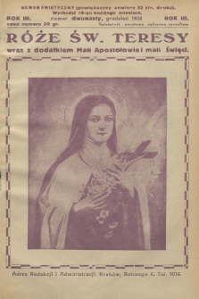 Róże św. Teresy od Dzieciątka Jezus : [miesięcznik poświęcony szerzeniu czci św. Teresy]. R.3, 1928, Nr 12