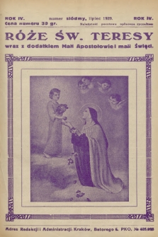 Róże św. Teresy od Dzieciątka Jezus : [miesięcznik poświęcony szerzeniu czci św. Teresy]. R.4, 1929, Nr 7