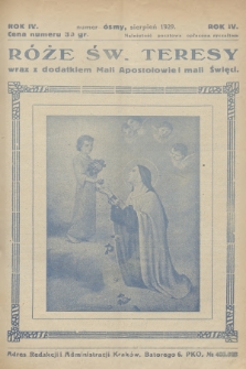 Róże św. Teresy od Dzieciątka Jezus : [miesięcznik poświęcony szerzeniu czci św. Teresy]. R.4, 1929, Nr 8