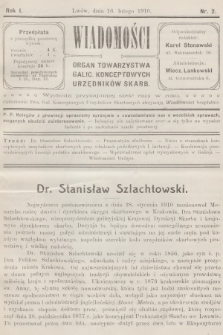 Wiadomości : organ Towarzystwa Galic. Konceptowych Urzędników Skarb. R.1, 1910, nr 2