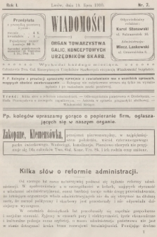 Wiadomości : organ Towarzystwa Galic. Konceptowych Urzędników Skarb. R.1, 1910, nr 7