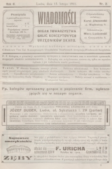 Wiadomości : organ Towarzystwa Galic. Konceptowych Urzędników Skarb. R.2, 1911, nr 2