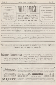 Wiadomości : organ Towarzystwa Galic. Konceptowych Urzędników Skarb. R.2, 1911, nr 5