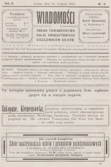 Wiadomości : organ Towarzystwa Galic. Konceptowych Urzędników Skarb. R.2, 1911, nr 8