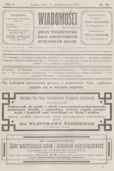Wiadomości : organ Towarzystwa Galic. Konceptowych Urzędników Skarb. R.2, 1911, nr 10
