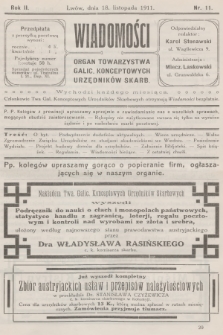 Wiadomości : organ Towarzystwa Galic. Konceptowych Urzędników Skarb. R.2, 1911, nr 11