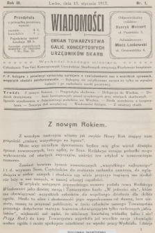 Wiadomości : organ Towarzystwa Galic. Konceptowych Urzędników Skarb. R.3, 1912, nr 1